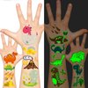 EMOEM Metallic + Glow Kids Tattoos Temporary, Waterproof Tattoo Stickers for Boys and Girls, Metallic Glitter Glow Party Favors Goodie Bag Stuffers (Dinosaur)