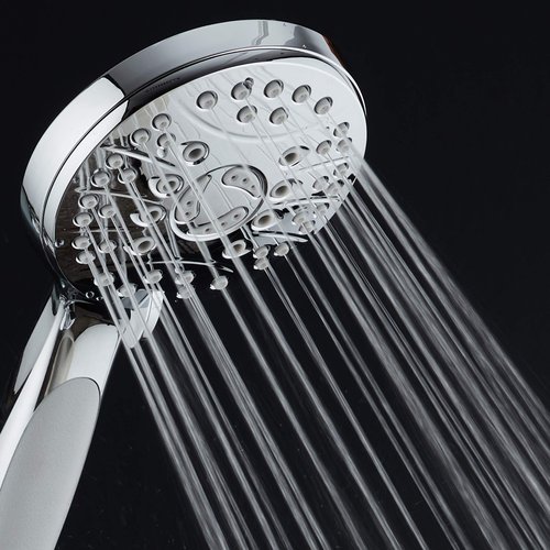 AquaSpa High Pressure 6-setting Luxury Handheld Shower Head – Extra Long 6 Foot Stainless Steel Hose – Anti Clog Jets – Anti Slip Grip – Top US Brand – Includes Extra Wall Bracket – Chrome Finish