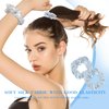 12 Pcs Shiny Metallic Cheer Dance Hair Scrunchies For Thick Hair School Performance/Sports/Practice/Party/Gymnastics Scrunchie Ponytail Holder Wrist for Girls Cosplay Show (White)