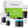 YEOUTH Skin Care Gift Set: Hyaluronic Acid Serum, Vitamin C Cleanser, Toner & Face Cream, Skin Care for Teen Girls & Boys, Teen Skincare Kit, 4-Piece Beauty Gifts