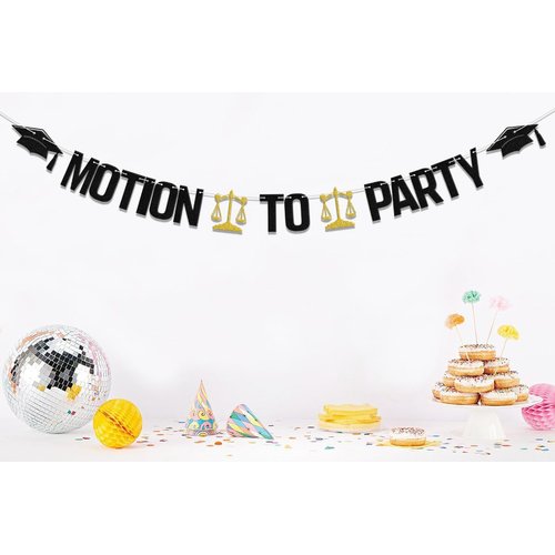 Motion to Party Banner,Graduation Party Decorations For Class of 2024 Law School/Passed the Bar Graduation Party Supplies Gold Black