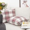 YOUR SMILE Set of 2 Retro Farmhouse Christmas Outdoor/Indoor Buffalo Tartan Chequer Stripe Plaid Cotton Linen Decorative Throw Pillow Case Cushion Cover Pillowcase for Sofa Chair,Red, 22x22inch