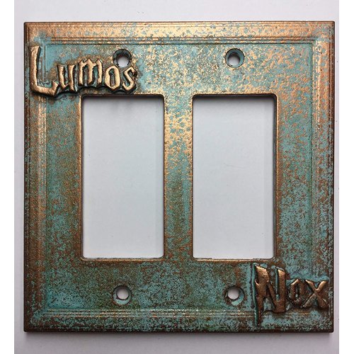 Aged Lumos/Nox Double Decorator Switch/Outlet Cover (Patina)