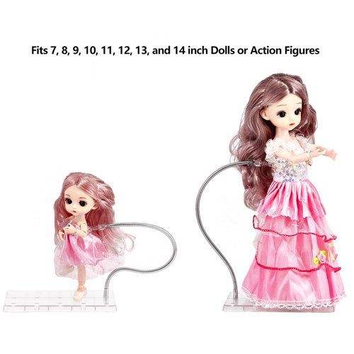 NovaViva Adjustable Doll Stand, Fits 7, 8, 9, 10 ,11, 12, 13, and 14 inch Dolls or Action Figures, Waist is 0.1 to 2.6 inches (2Pcs Clear)