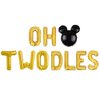 Geloar Oh Twodles Balloons Banner, Oh Twodles 2nd Birthday Party Decorations for Themed of Minnie Micky Mouse for Girl Boy Oh Twodles Birthday Party Supplies Decorations Set Of 12PCS Kit (Gold)
