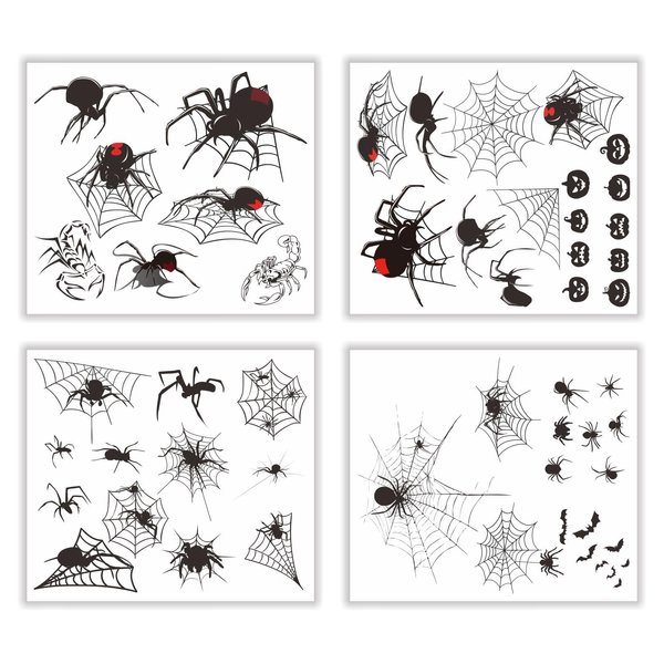 Womaha 4 Sheets Halloween Spider Web Temporary Tattoos for Adults 50+ Waterproof Tattoo Stickers