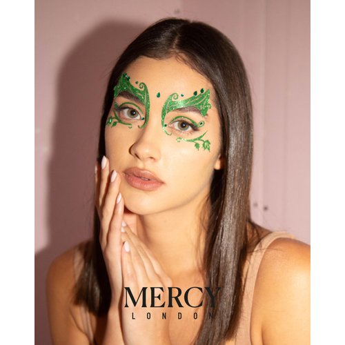Poison Ivy Leaf Face Jewels by Mercy London Green Costume Accessories Face Gems Jewels All In One Halloween Headpiece Stick On