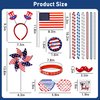 DysanVica 136PCS 4th of July Accessories - Patriotic Party Favors Fourth of July Decoration Supplies Headband Shutter Glasses Tattoo Sticker Necklace Flag American Memorial Independence Day USA Themed