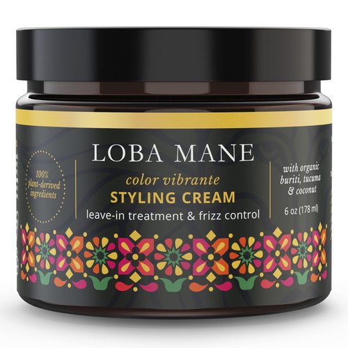 Loba Mane Hydrating Styling Cream – Anti Frizz & Heat Protection Curl Defining Cream - Nourishes and Hydrates - Color Safe, Vegan, Natural & Organic Curly Hair Cream (6oz)