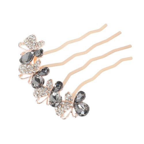 VOCOSTE Decorative Hair Combs, Rhinestone Butterfly Hair Comb, Stylish Bridal Side Comb, Hair Accessory for Elegant Styling, Black