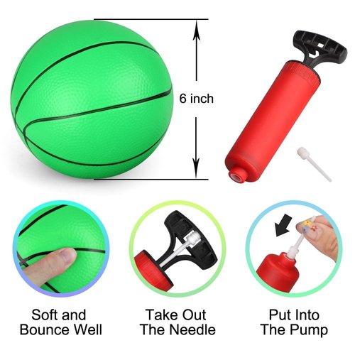 Dilabnba 6PCS Mini Toy Basketball with Pump for Toddlers Teenagers, 6" Mini Basketball Balls for Mini Hoop Enthusiasts, Easy to Grip, PVC Balls for Indoor Outdoor Pool (Green)