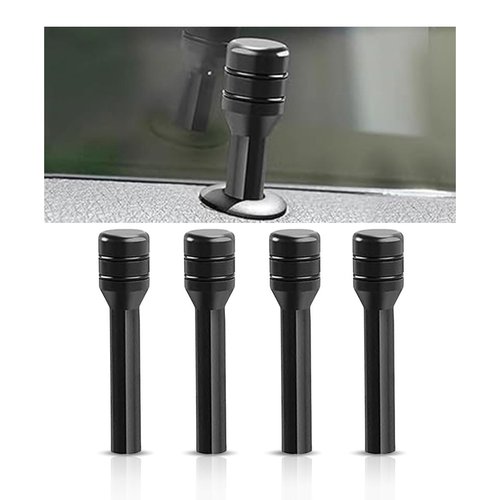 4PCS Car Door Lock Knobs, 1.96×0.47 Inch Door Lift Bolt Auto Inner Door Pull Pins, Aluminum Alloy Door Lock Cover Decor, Universal Car Accessories for Most Cars, Trucks (Black)