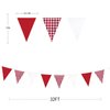 32Ft Red Party Decorations Red Plaid Checkered White Triangle Flag Gingham Pennant Bunting Fabric Garland for Christmas Wedding Birthday Carnival Picnic X-mas Outdoor Home Party Festivals Decoration