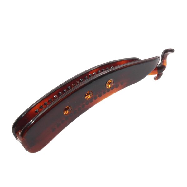 Parcelona French Lock Medium 3 1/2” Crystal Celluloid Shell Flexible Ponytail Holder Banana Hair Clips