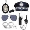 TUSAUW 6Pcs Kids Police Accessories Toy Police Badge Police Handcuffs Walkie-Talkie Sunglasses Police Pretend Play Toy Set Roleplay Cosplay Porps for Theme Party