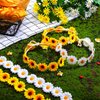 8 Pieces Sunflower Crown Hair Wreath Daisy Flower Headbands Hippie Headbands Adjustable Floral Bridal Headpiece for Hippie Party Wedding Festivals Photo Props (White, Yellow)