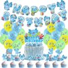 Blue Axolotl Birthday Party Supplies for Kids Boys, Cute Axolotl Theme Birthday Party Decorations with Axolotl Happy Birthday Banner, Cake Topper, Cupcake Toppers, Balloons