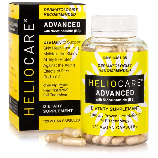 Heliocare Advanced Niacin B3 Supplement: Fernblock PLE Extract 240mg Per Serving - Supports Skin Cell Health W/Antioxidant Rich Vitamin B3 Niacin 500 mg - 120 Vegan Capsules