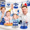 12 Pcs Happy Birthday Decorations for Men Blue Silver Honeycomb Centerpieces Party Supplies Paper Centerpiece Table Decorations Royal Table Centerpieces for Boys, Kids Party