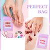 100PCS Press on Nail Packaging Bag and 100PCS White Cardboard Nail Tips Packaging Bags Empty Holographic Nail Storage Bags with 1 Roll Transparent Tape for Press on Nail Business (Pink, small)