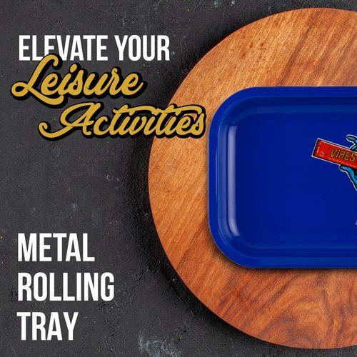 Vibes Premium Metal Tray- 11"x7"x0.35" Compact, Portable, and Designed for Your Leisure Time, Scratch-Resistant, and Travel-Friendly for On-The-Go Lifestyles (Hand Medium)