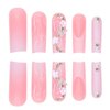 DANMANR Long Fake Nails Pink Gradeint Press on Coffin Nails Cute Full Cover Acrylic French Fake Nails for Women and Girls 24PCS