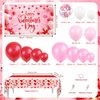 AIBIIN Valentine's Day Balloon Garland Arch Kit,I Love You Banner Red Pink White Confetti Balloons for for Women Girls Wedding Engagement Mother's Day Anniversary Decoration Supplies