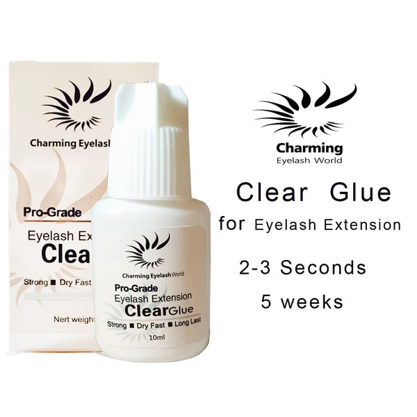 Crystal Clear Glue for Eyelash Extension, Color, Glitter Strong Bond (10ml)