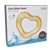 Coconut Float: Gold Glitter Heart Pool Float - 48"x40", Inflatable 48" Jumbo Ring, Anti-Leak, Durable, Water Accessory