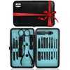 Utopia Care 15-Set Valentines Day Gifts for Her and Him Manicure Kit Nail Clippers for Men and Women, Manicure Set with Nail Kit, Pedicure Kit Grooming Kit with Luxurious Travel Case - Black