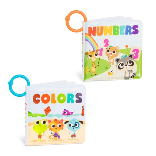 B. toys Bath Book 2 Pack Soft & Waterproof Books Learn Colors & Numbers Bath Toys for Babies, Toddlers 6 Months Tub Time Books Colors