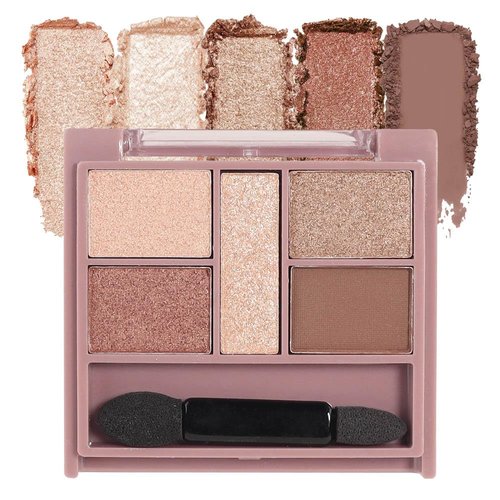 WanTuoluo 5 Colors Champagne Gold Shimmer Eyeshadow Palette for Eye Makeup,High Pigmented Metallic Eye Shadow Powder Palet de sombras de ojos