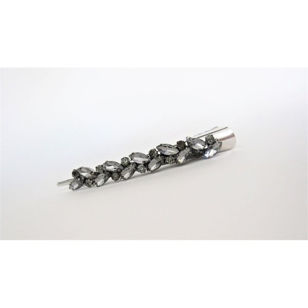 Generic Silver alligator hair claw clip with clusters of gray crystals (Length: 5)
