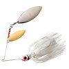 BOOYAH Blade Spinner-Bait Bass Fishing Lure, Satin Silver Gleam, Double Willow (3/8 oz)