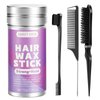 SWEET VIEW Hair Wax Stick & Slick Back Hair Brush, Flexible Hold Fly Away Hair Tamer, Hair Cream/Gel for Sleek Ponytail,Flyaways,Frizz, Non-Greasy Hair Styling Accessorie Pomade/Balm for Toddler, Kid