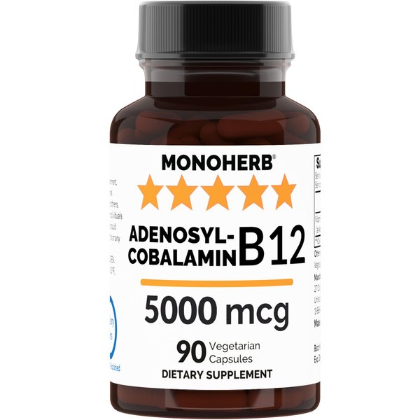 MONOHERB Adenosylcobalamin B-12 Vitamin 5000 mcg - 90 Capsules