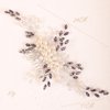 BERYUAN Purple Wedding Hair Comb with Crystal Rhinestone and Pearls, Silver Bride Hair Accessory for Brides