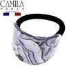 Camila Paris CP2966 French Hair Ponytail Holders Ties, Oval, Handmade, Gray, Strong Hold Grip Elastic Band Hair Clips for Women, No Slip Soft Flexible Styling Girls Hair Accessories, Made in France