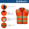 DPSAFETY 9 Pockets High visibility Class 2 Safety Vest，Hi Vis Vest with 2 inch wide Reflective Strips security vest with Zipper construction work vest for men &women Orange，2XL