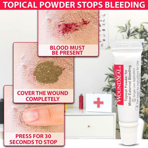 WoundSeal Powder 4 Each (Pack of 3) - Wound Care First Aid for Cuts, Scrapes and Abrasions - Stops Bleeding in Seconds Without Stitches or Bandages - Safe and Effective for People of All Ages and Pets