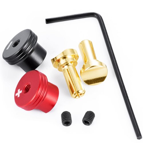 RCHUBAM Heatsink Bullet Plug Grips 2PCS Banana Plug Connectors with Brass Heatsink Grips - 4mm/5mm Aluminum RC Battery Bullet Plug for RC Model Crawler Cars Upgrade Parts (4.0mm)