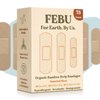 FEBU Eco-Friendly Organic Bamboo Fabric Bandages | PFAS Free Flexible Fabric Bandages | Latex Free Bandages | Natural Hypoallergenic Bandages for Scrapes, Cuts & First Aid | 75 Count Variety Pack