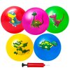 Hymaz 9 Inch 5 Pcs Bouncy Balls for Toddlers, Rubber Inflatable Bouncy Balls for Kids Ball Games, Soft Dinosaurs Sensory Balls with Pump for Indoor Outdoor Beach Playground Backyard Pool Class Games