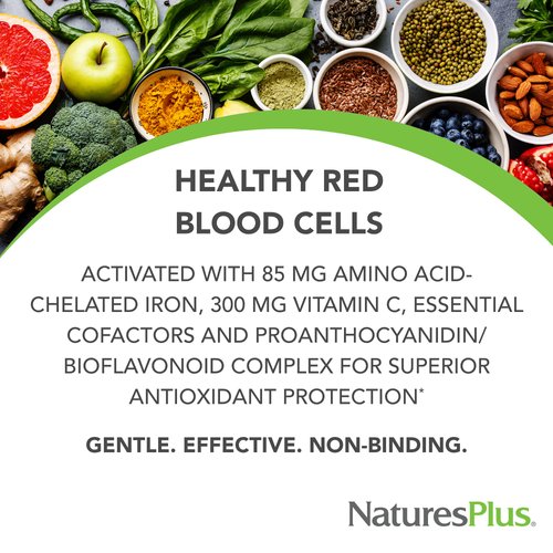 NaturesPlus Hema-Plex Iron - 60 Fast-Acting Capsules, Pack of 3-85 mg Elemental Iron + Vitamin C & Bioflavonoids for Healthy Red Blood Cells - Vegan, Gluten Free - 90 Total Servings