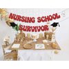Nursing School Survivor Banner, Congrats Nurse BSN/ RN Grad Party Decorations, 2024 Nurse Medical School Graduation Decor, Congrats Grad Class of 2024 Nursing School Graduation Party Supplies Silver