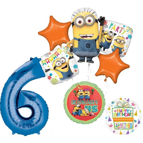 Anagram Descpicable Me Minions 6th Birthday Party Supplies 8 pc Balloon Bouquet Decorations