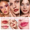 Hulyfw 2 Colors Hydrating Lip Glow Oil Plumper Gloss Moisturizing Lip Tint,Transparent Lip Oil Glossy Lip Gloss Non-sticky,Long Lasting Nourishing Care Awakening Lip Makeup (012#+015#)
