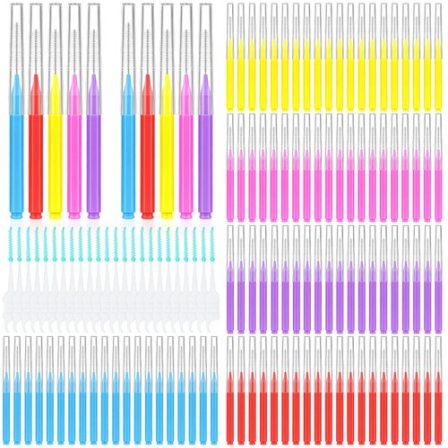 300 Pcs Interdental Brushes for Braces, 6 Size Soft and Bendable Braces Brush for Cleaning, Toothpick Dental Tooth Flossing Head Oral Dental Hygiene Flosser Teeth Gum Braces Tooth Cleaning Tool