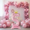 Eoopoon 42 Inch Crown Pink Number Balloon, Number 1 Balloon with Base for Girls 1th Birthday Party Decoration, Anniversary Decor Theme Party Supplies (Pink 1)
