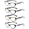 Calabria Emily Cateye Reading Glasses +4.00 4-Pack Variety Women Stylish Fashion Eyeglasses Cat Eye Single Power Readers